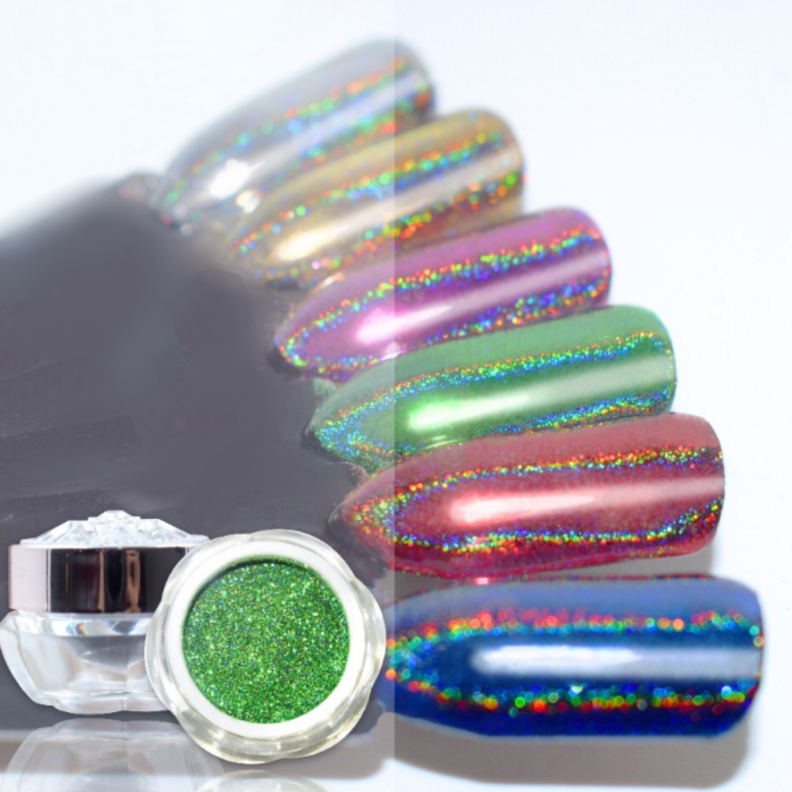 New 6 Colours Rainbow UNICORN Holographic Mirror Effect Powder Nail Art Pigment