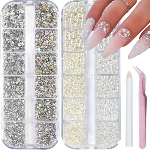 Clear Nail Art Rhinestones Charms Flatback Nail Pearls Rhinestones 01-Colorful