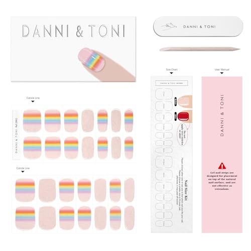 Semi Cured Gel Nail Strips Rainbow Gradient Glitter Spring Gel Nail Iris Veil