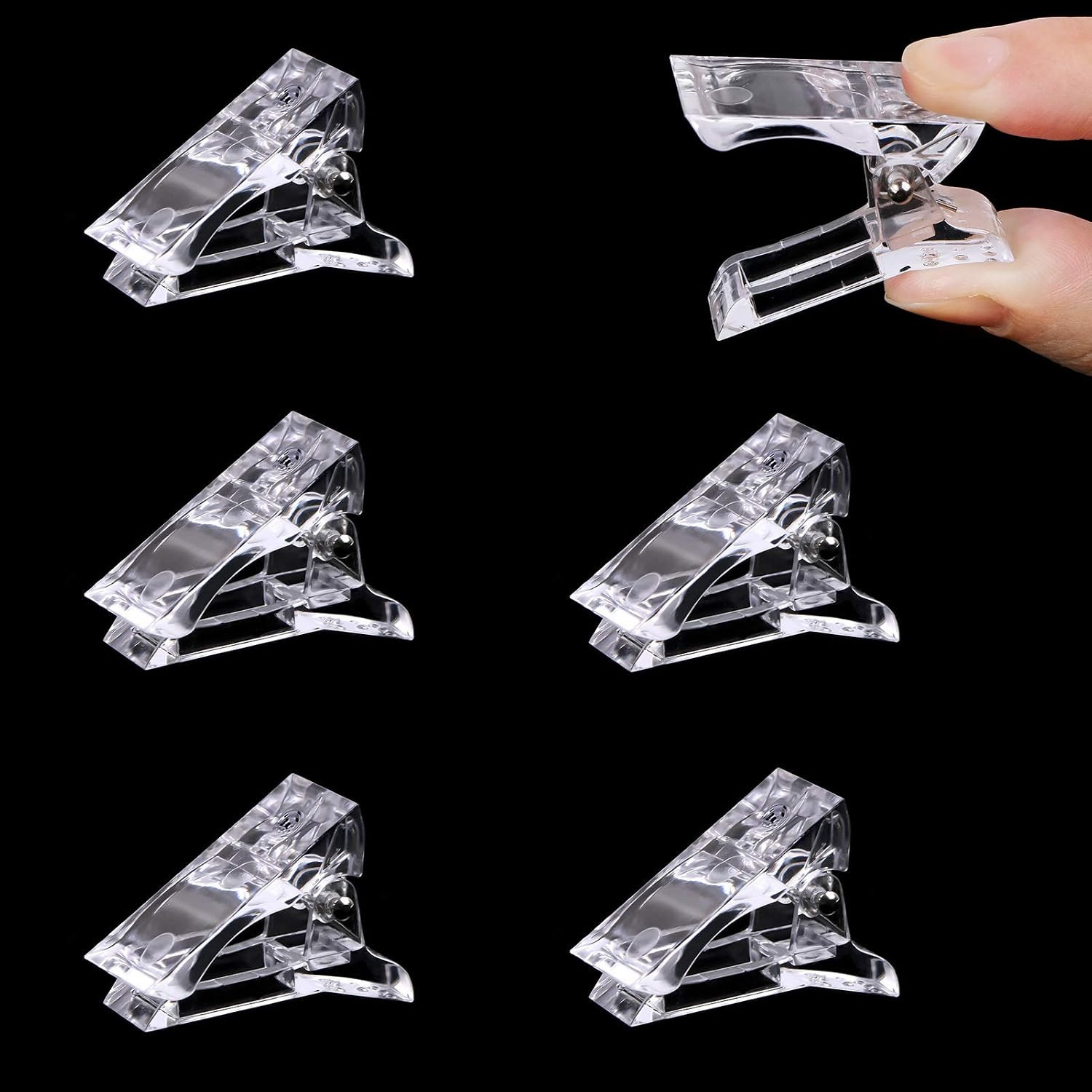 5 Pcs Poly Gel Quick Building Nail Tips Clip Plastic Transparent Finger Extensio