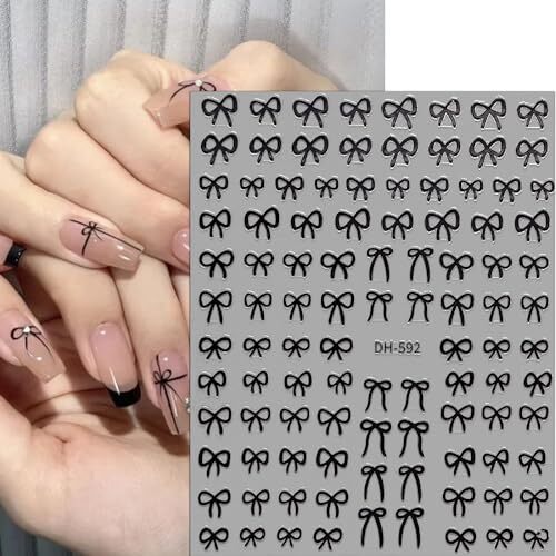 6 Sheets Cute Bow Nail Stickers,Lovely Bows Nail Art Stickers For Nail Designs
