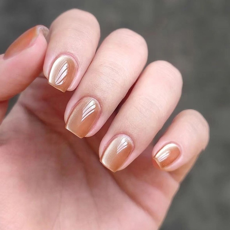 30pcs Amber Cats Eye Short Nail Press on Nail False Nail Acrylic on Nail