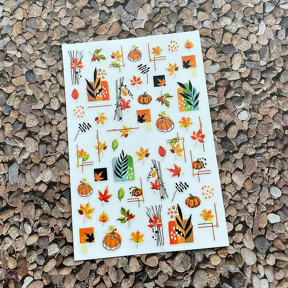 Autumn Leaf Nail Sticker Turkey Thanksgiving Pumpkin Party Maple Fruit Stickers