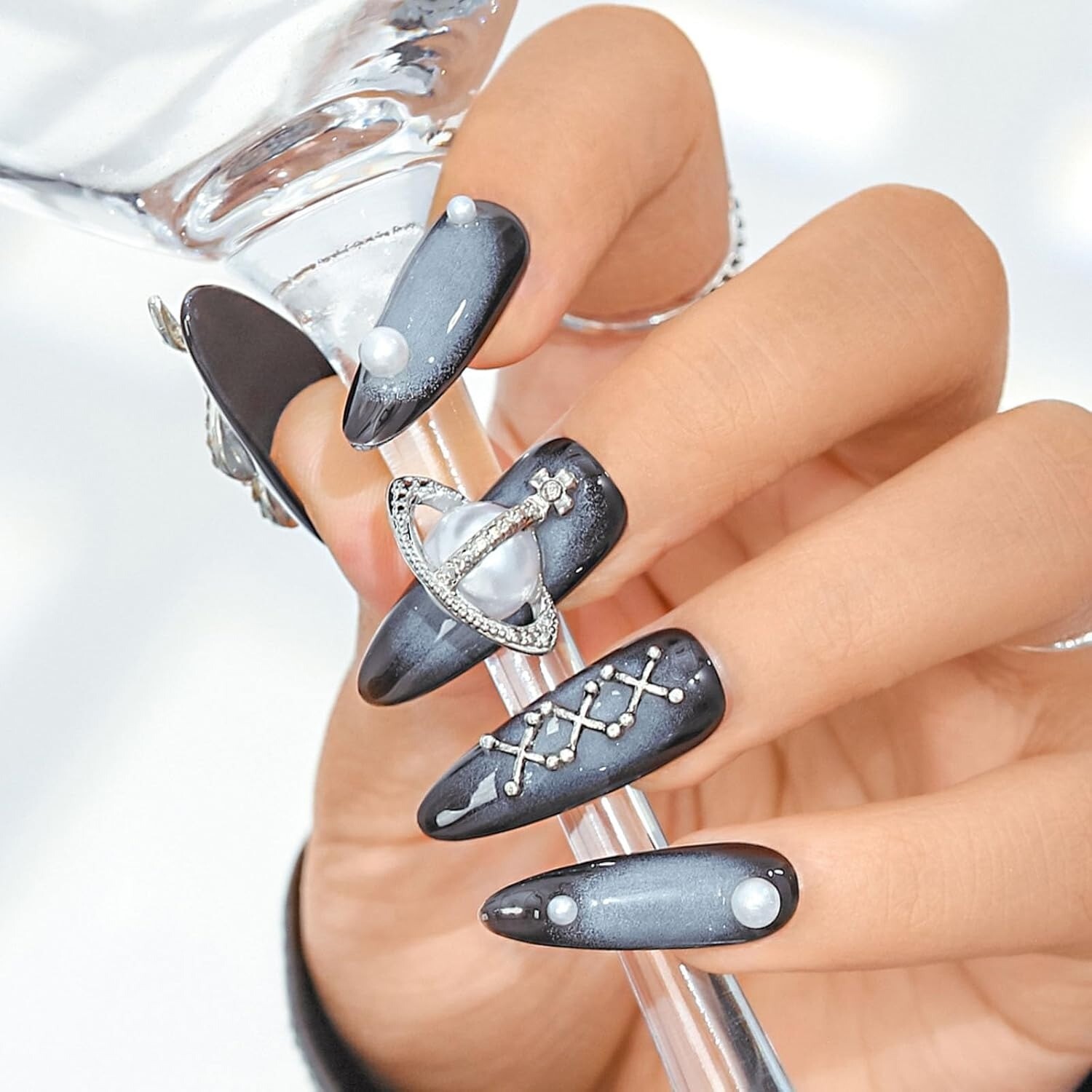 10 Piece 3D Reusable Handmade Press On Nails Set Vital snake