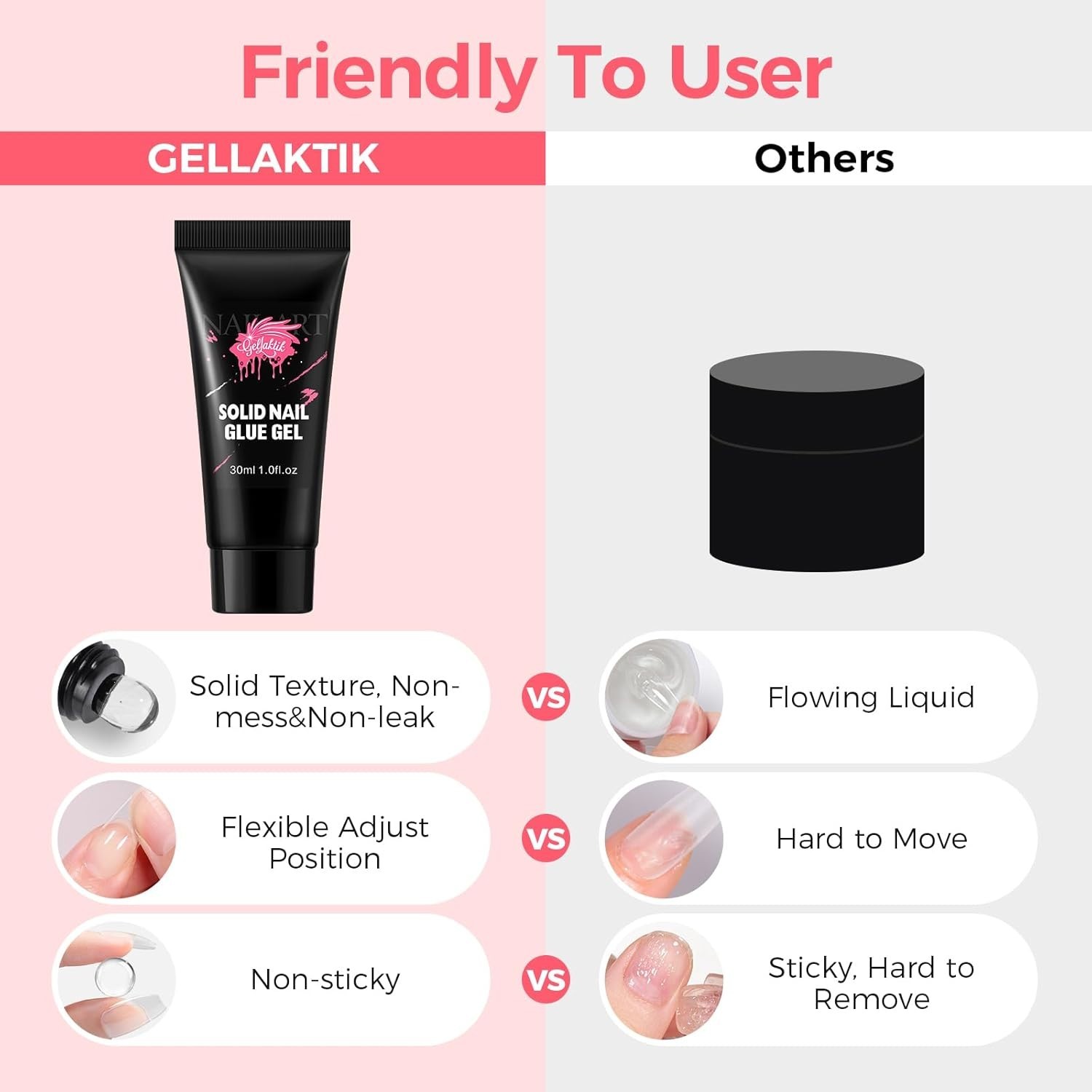 30ML Strong Nail Glue for Press On Nail Tips, Glue Gel for False Nails Fake Acry