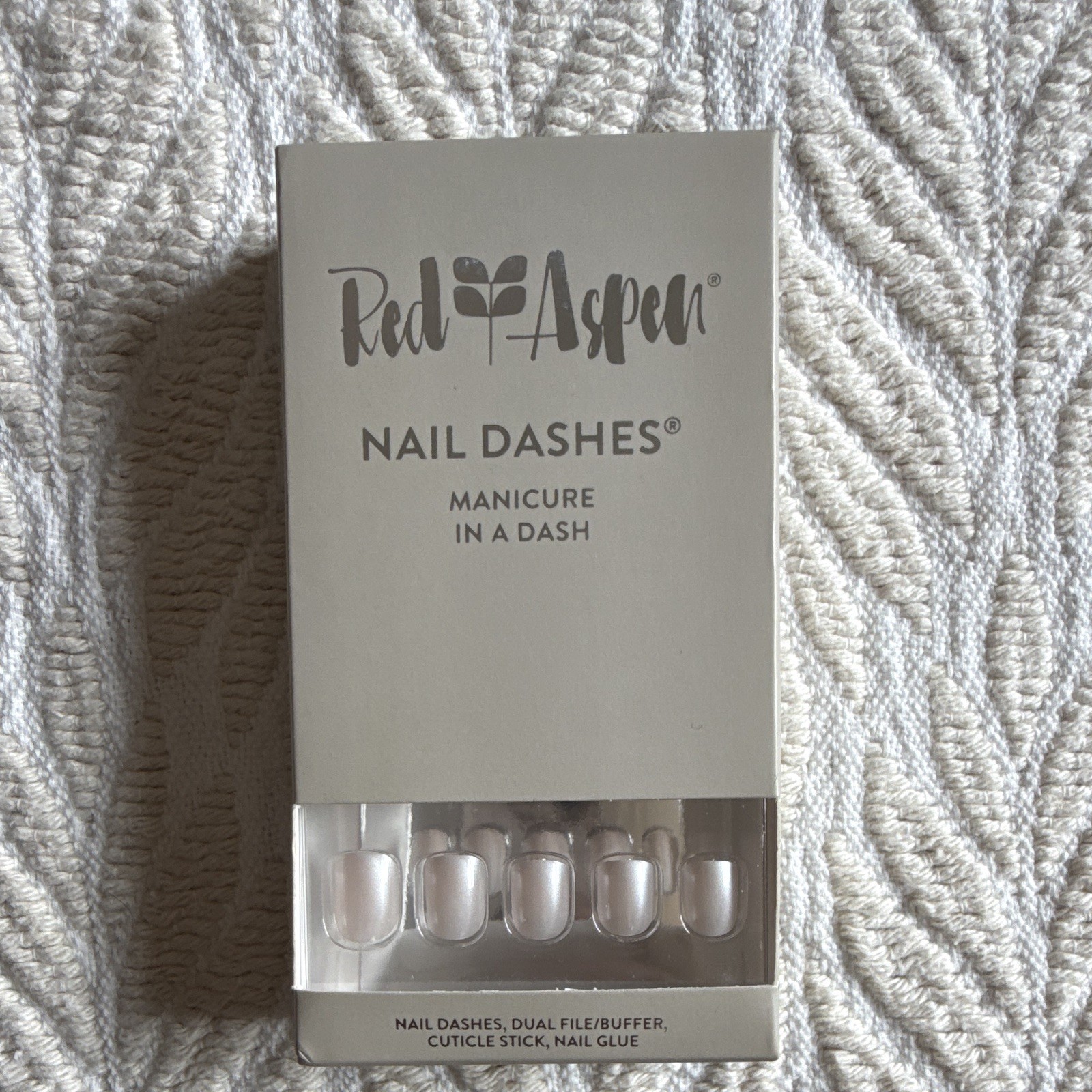 Red Aspen Nail Dashes Press-On Nails Lot 3 Pearl Nude White Blue Polka Dot
