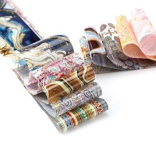 KAAGEE 10 Rolls Retro Nail Foil Holographic Foils Paper 2# Boho&marbe Style