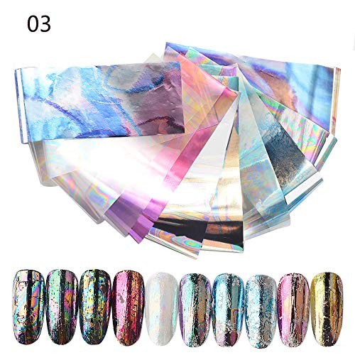 50 Sheets Laser Nail Foil Transfer Set Marble Flower Aurora Design Nail NO2