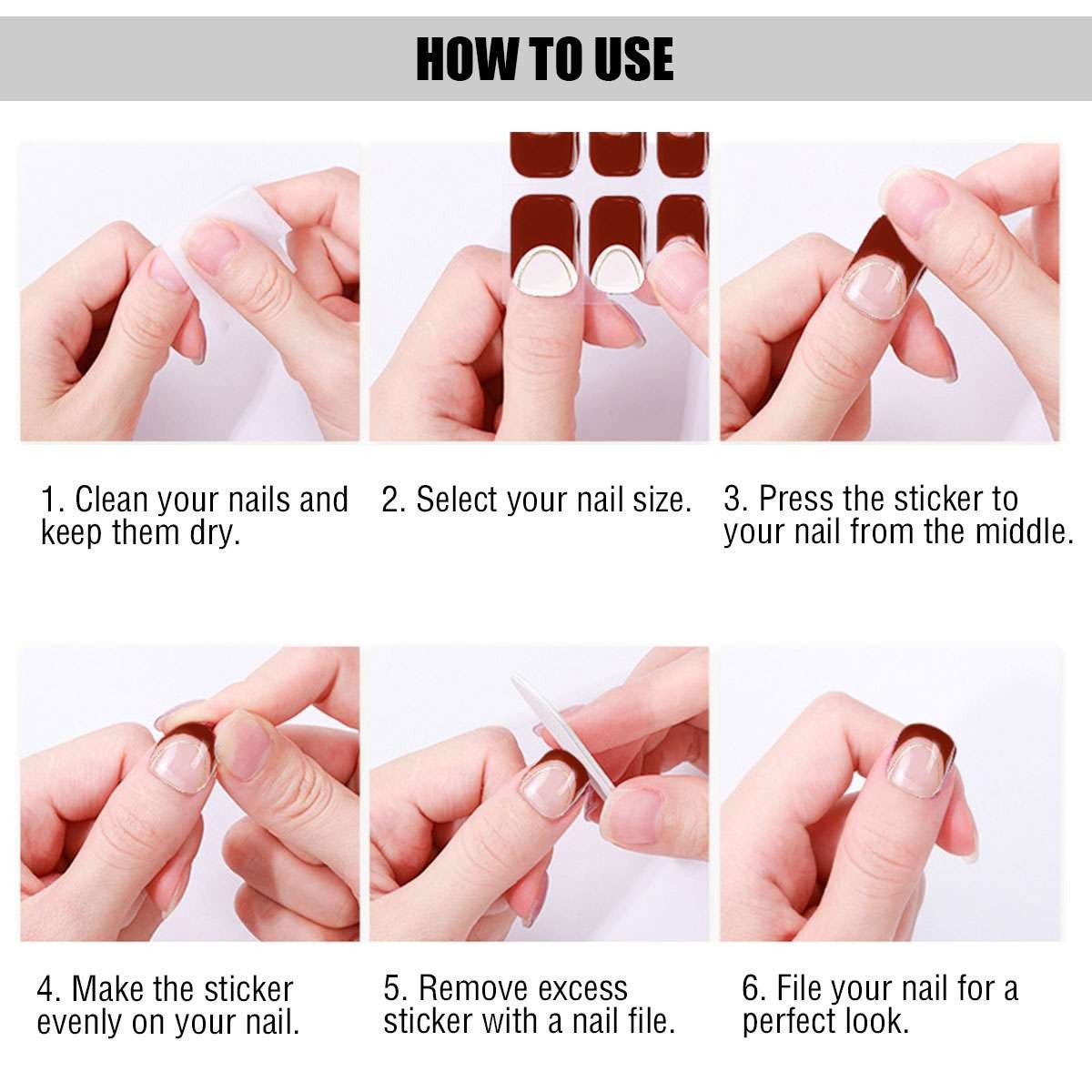 16pcs No Backing Gel Nail Stickers Full Nail Wraps Semi Cured Gel Nail Strips US