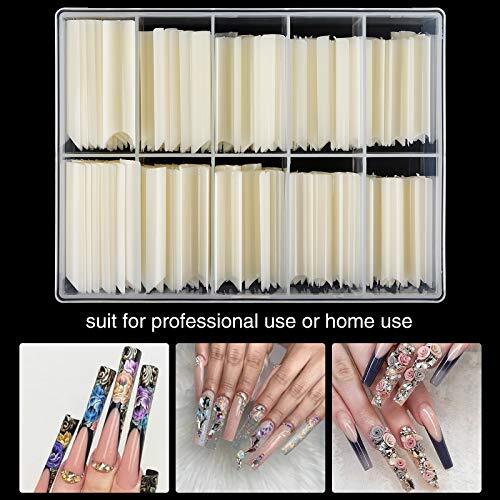 400PCS Extra Long C Curve Nail Tips XL, 2 Packs Natural and Clear Nail Tips