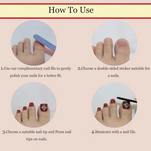 Press on Toenails Ombre Pink Fake Toe Nails Square False Toenails style23