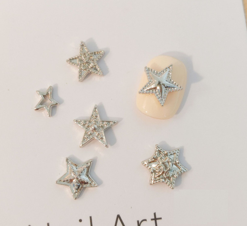 10pcs Silver Gold Alloy Mixed Star Charms Nail Art Jewelry Décor NH9