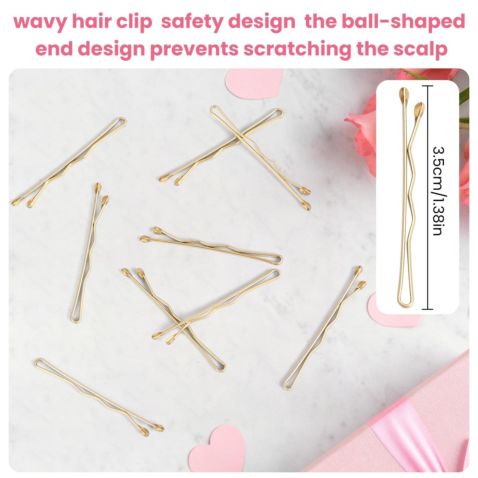 mini bobby pins,50 Count 1.38 inch 50 (Pack of 1), Gold Hair Clip-01