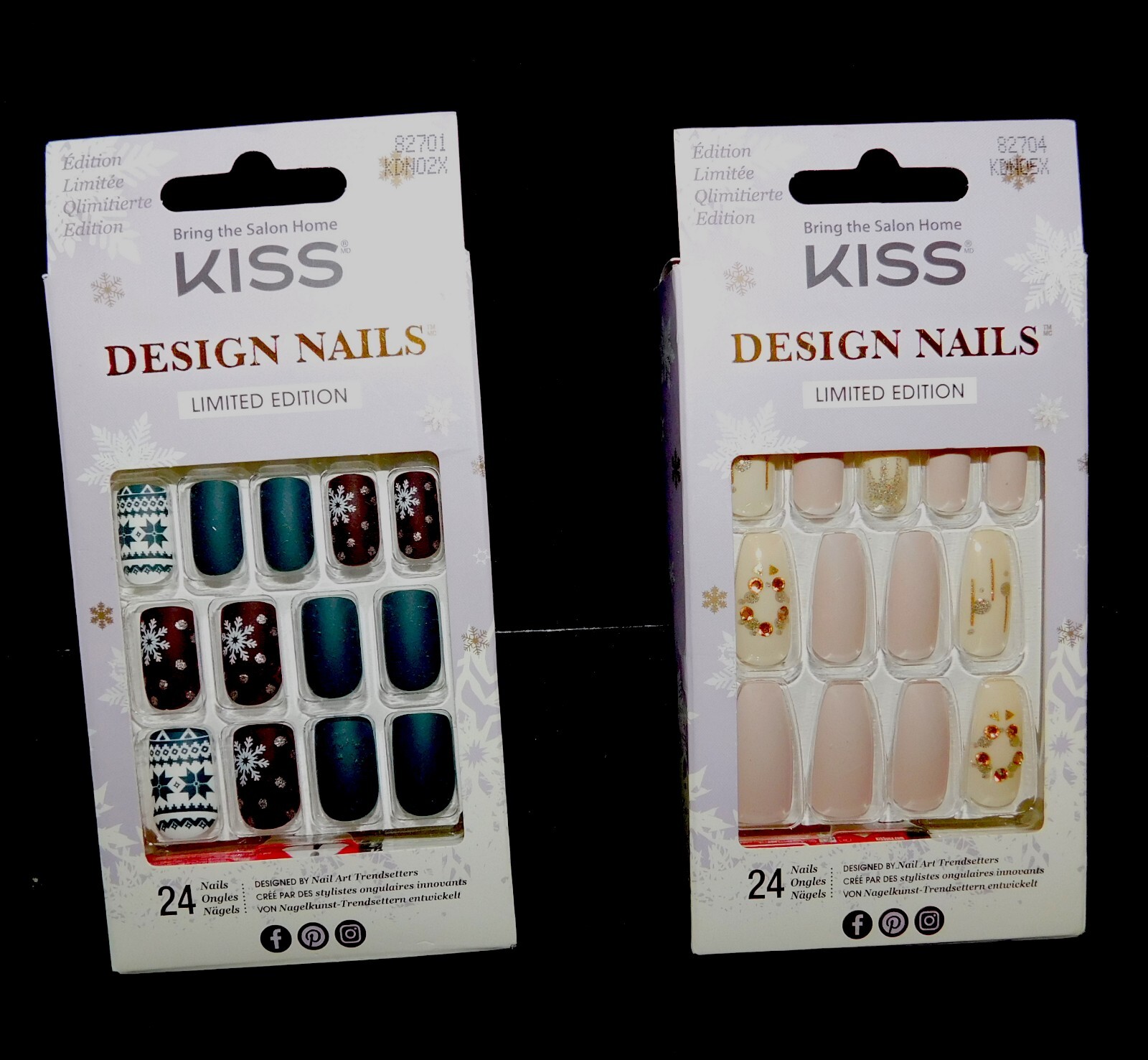 Kiss LOT Of 5 NEW Boxes PRESS ON NAILS Limited Ed Gel Fantasy Voguish Fantasy