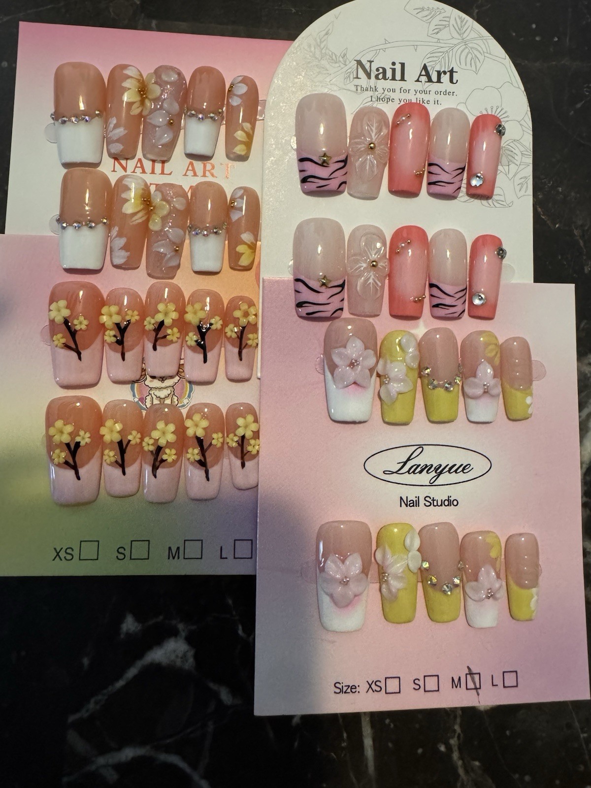 Handmade Press On Nails Square Size Medium Bundle Variety of Styles and Colors