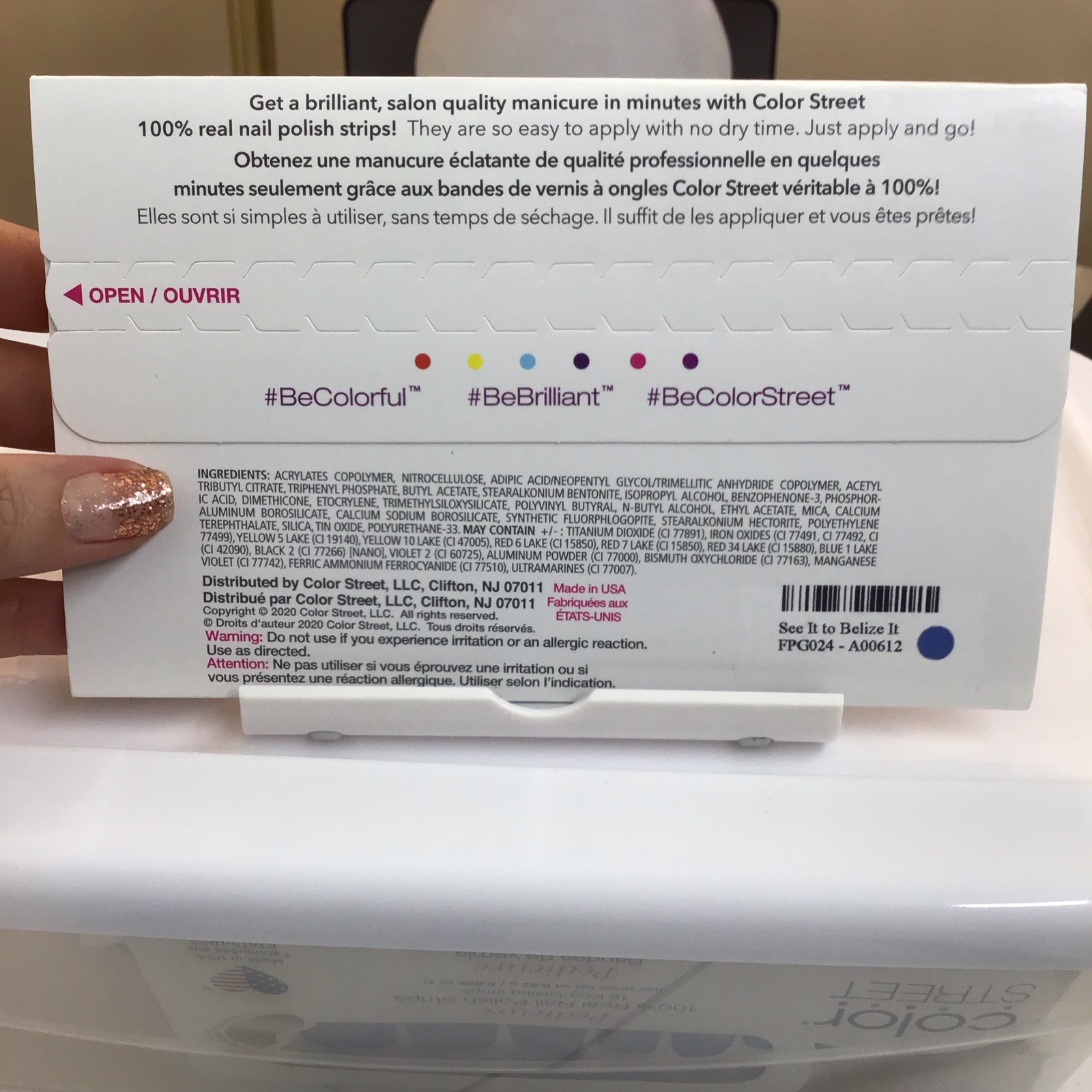 Color Street Pedicure Nail Polish Strips See It To Belize It (Electric Purple)