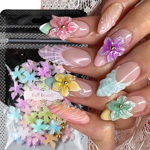 Summer Flower Nail Charms 3D Hibiscus Flowers for Hibiscus Flowers Style 3