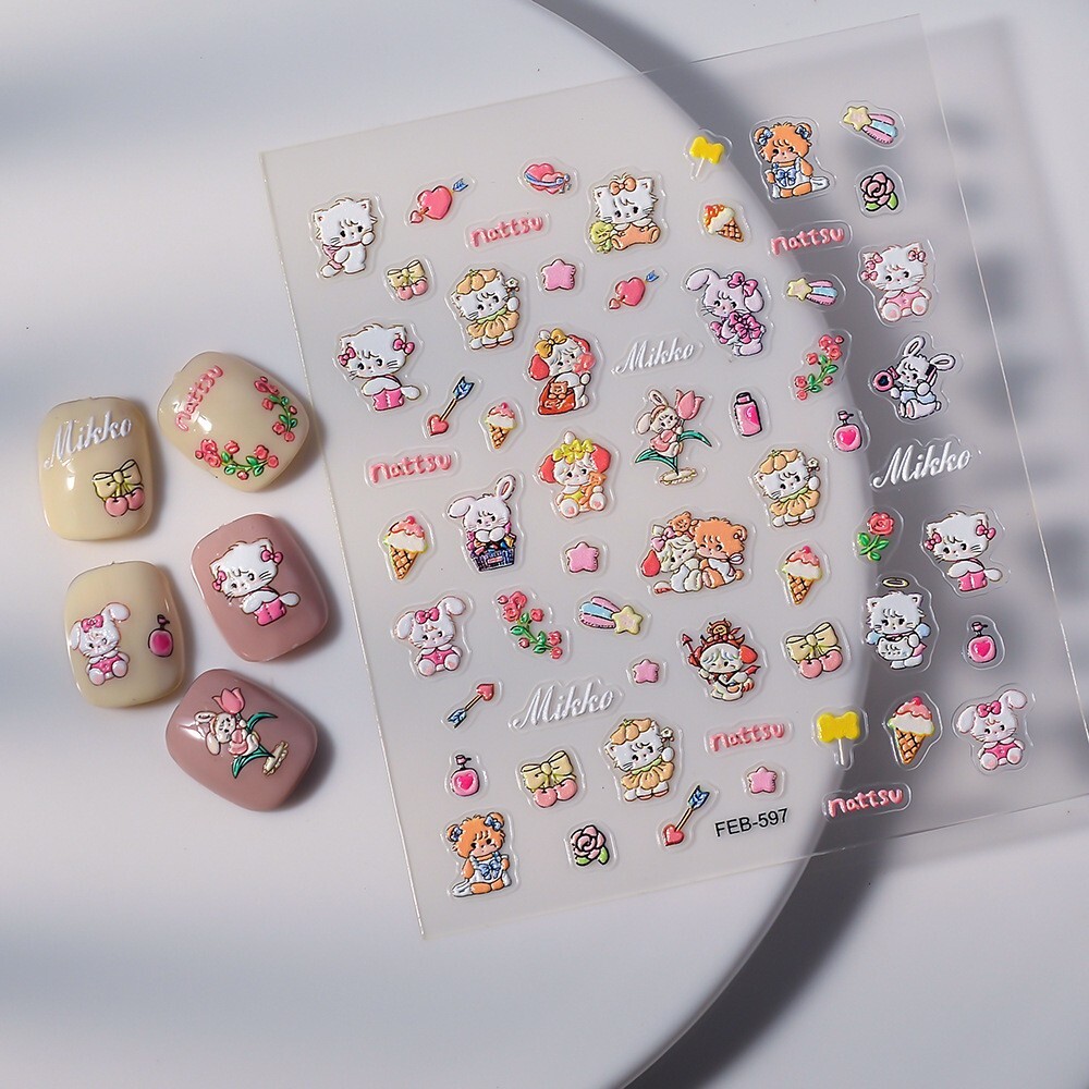 Dog Cat Animal Kitty Print Nail Stickers Decals Decoration Waterproof DIY NH27