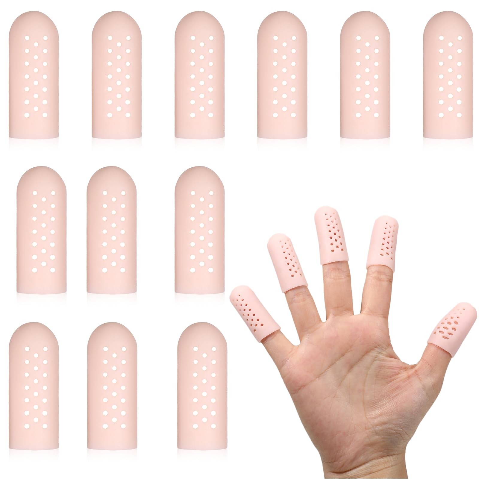12 Pcs Gel Finger Cots with Air Holes, Breathable Silicone Finger Protectors …