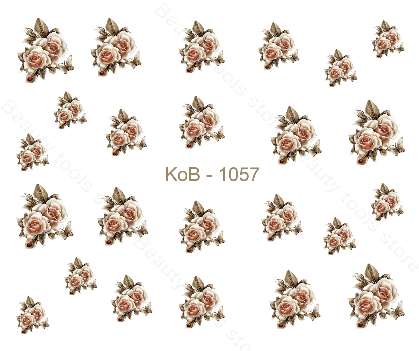 Nail Art Water Transfer Stickers Decal Pretty Flowers & Butterflies KoB-1057