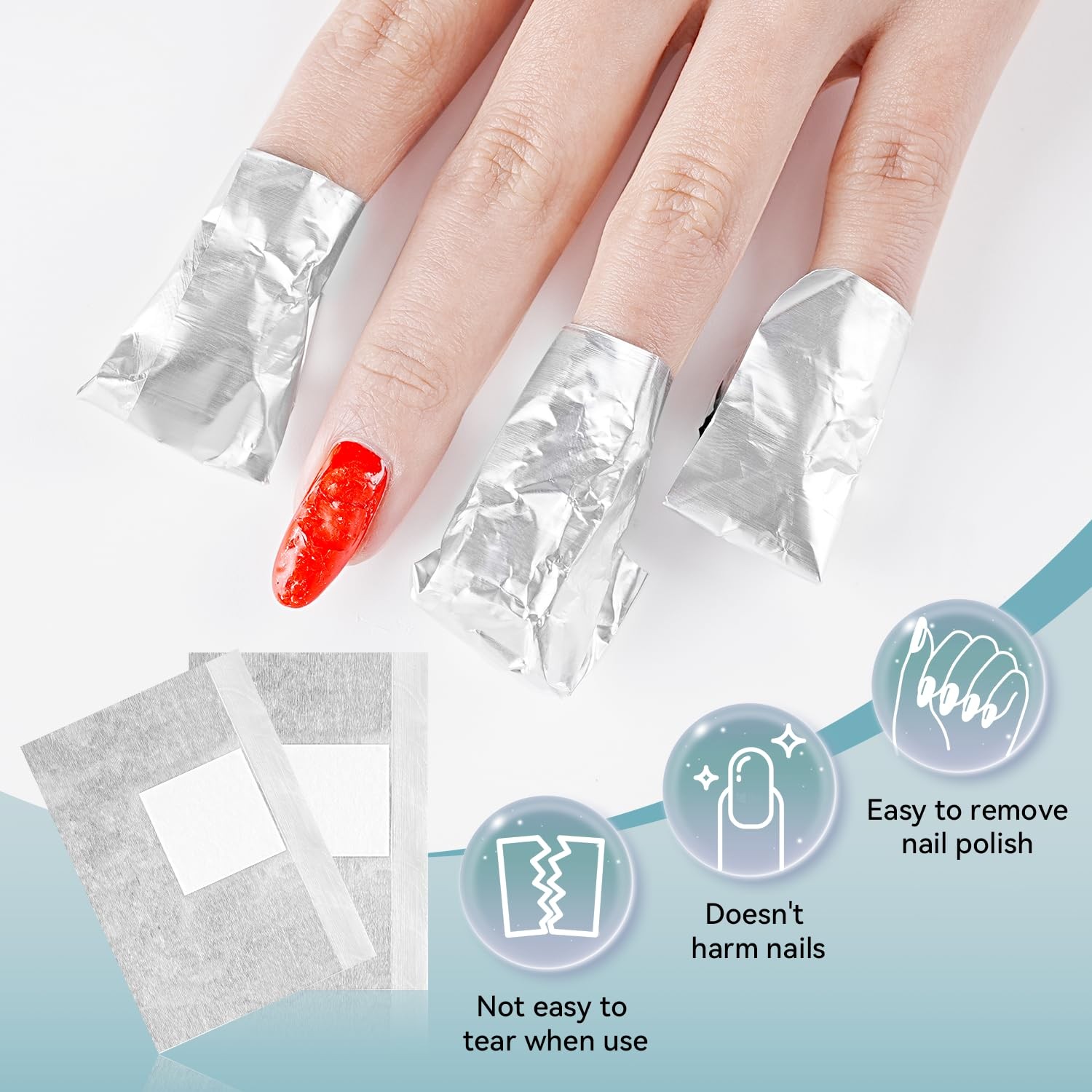 JODSONE Nail Gel Remover Foil Wraps Kit 150PCS, Soak Off Polish 150PCS