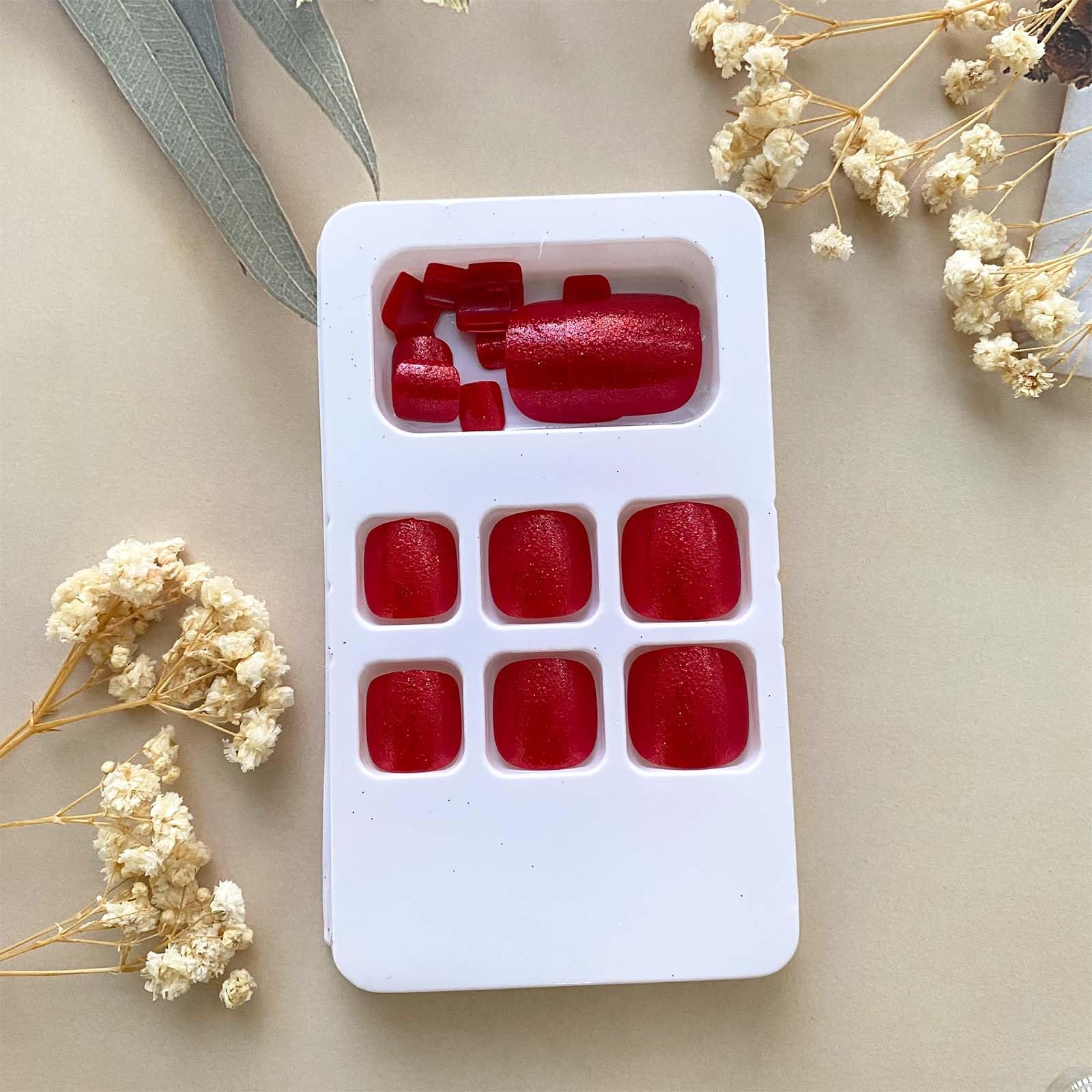 Red Press on Toenails Short Square Fake Toe 1 Fl Oz (Pack of 24), Type 8