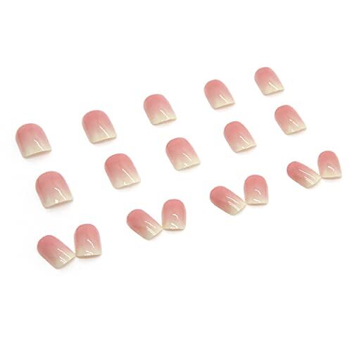 Press on Nails Short Coffin, 24Pcs Full Cover Reusable False R545 Halo Dyeing
