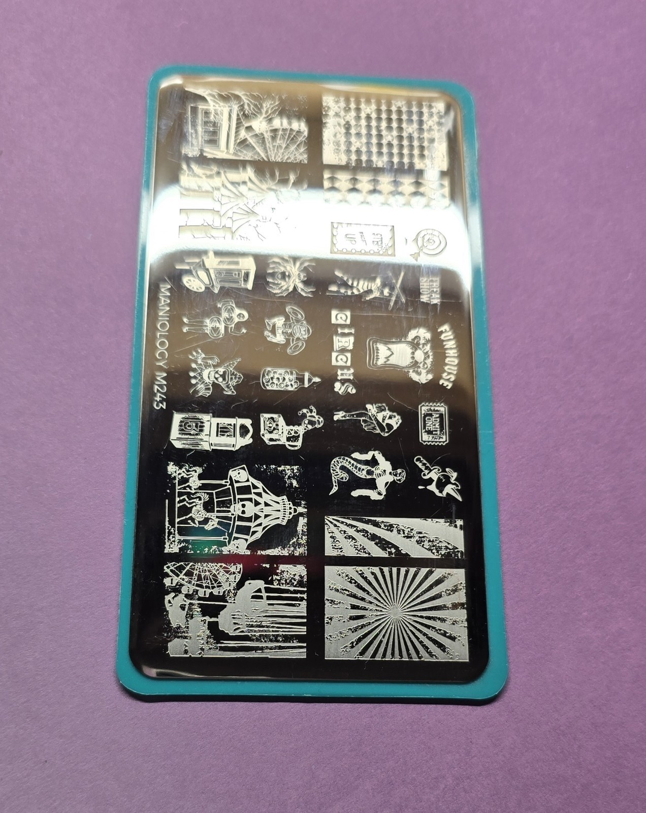 Maniology M243 Freak Show Halloween Circus Funhouse Clown Nail Stamping Plate