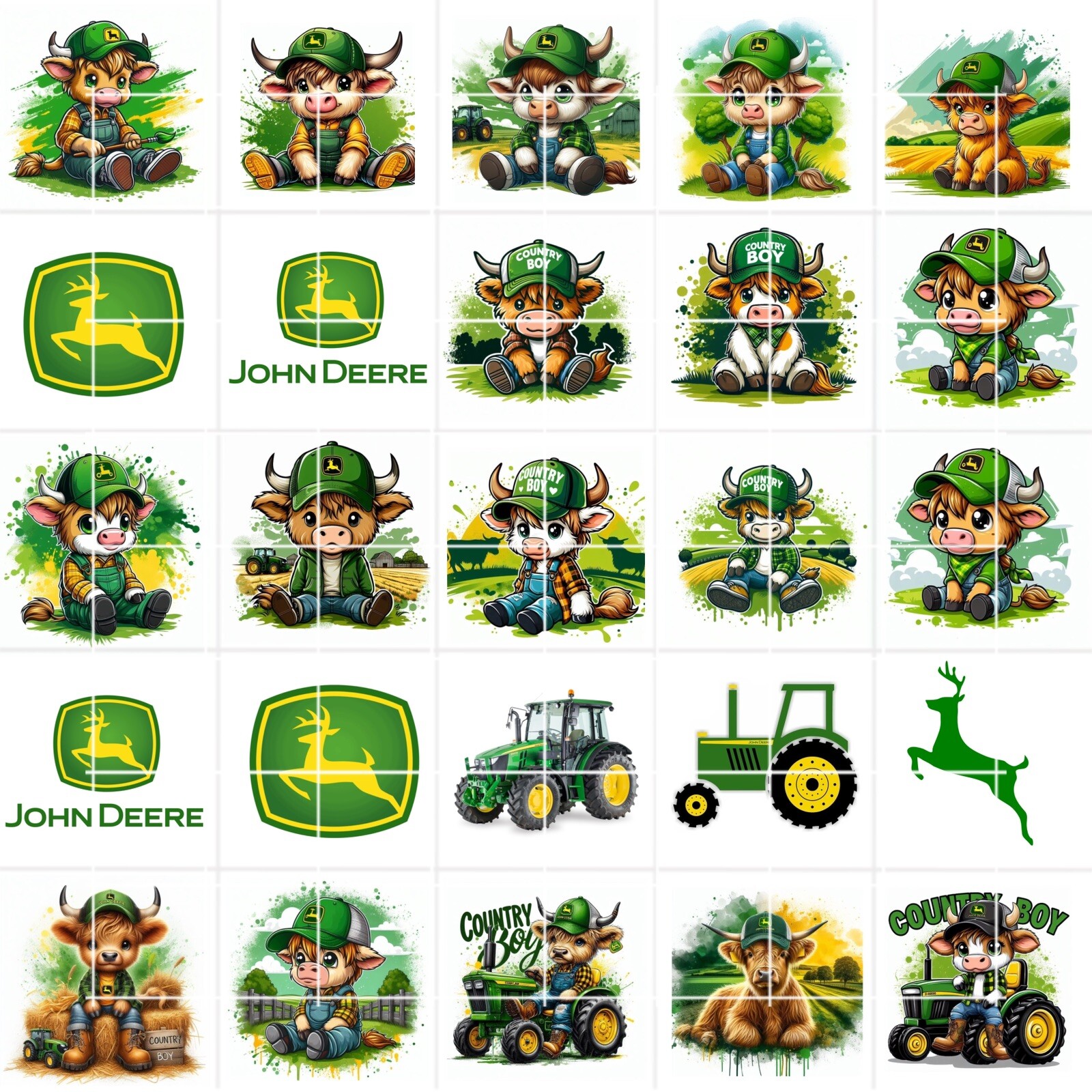John Deere And Cows Waterslide Nail Decals Set Of 50 Instructions & Bonus