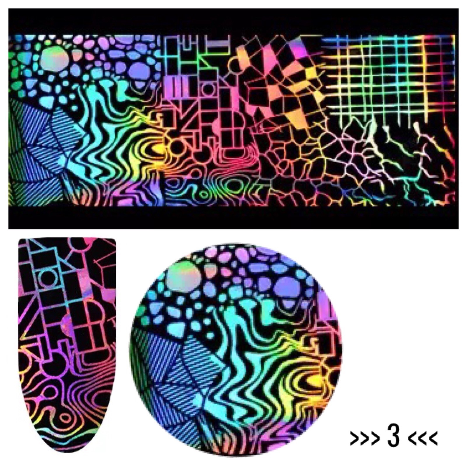 Holographic Waves Irregular Starry Nail Art Foil Transfer Foil Stickers >>3<<