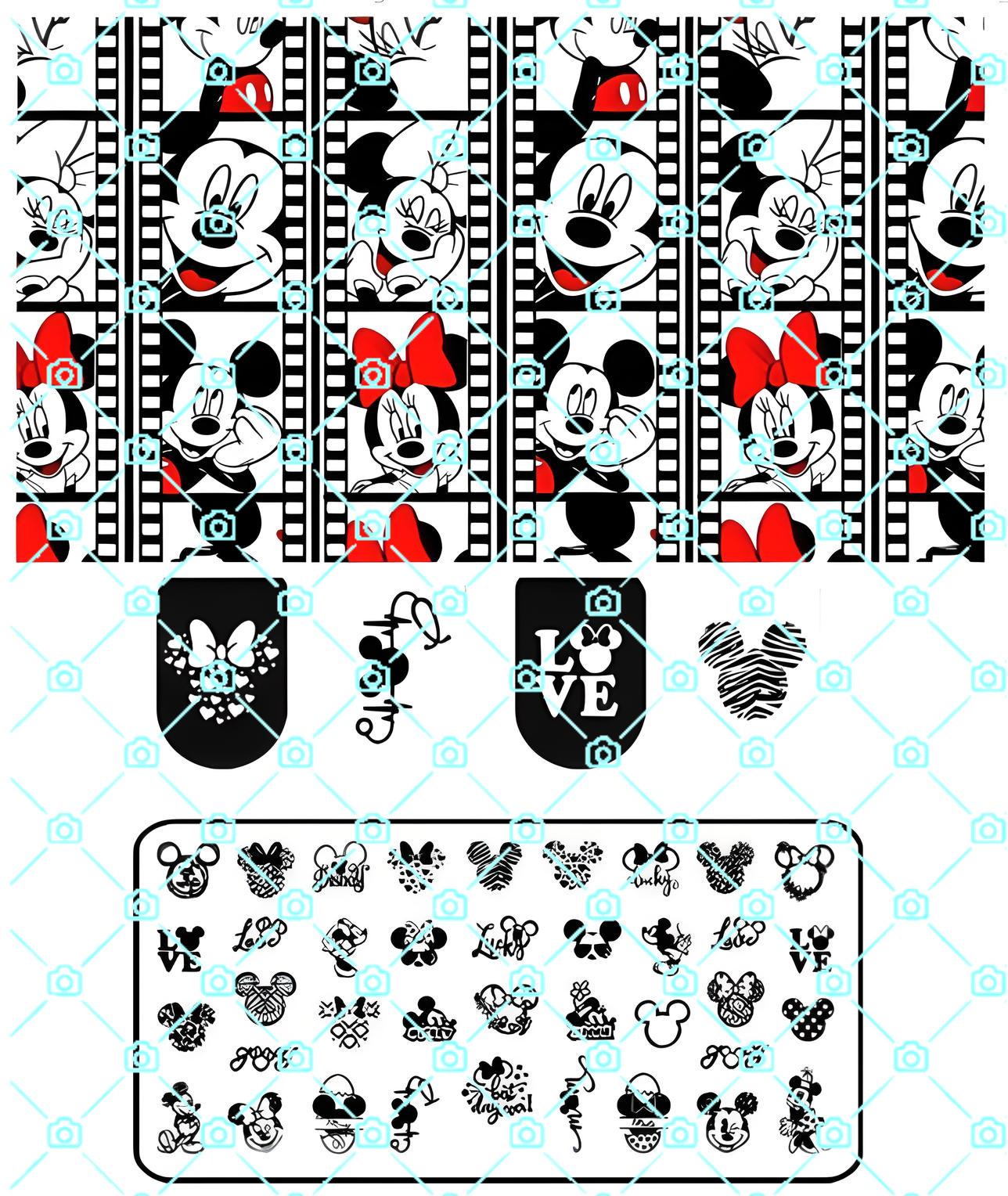 High- Quality Durable Stainless Steel Disney’s Mixed Logo Nail Stamping Plate