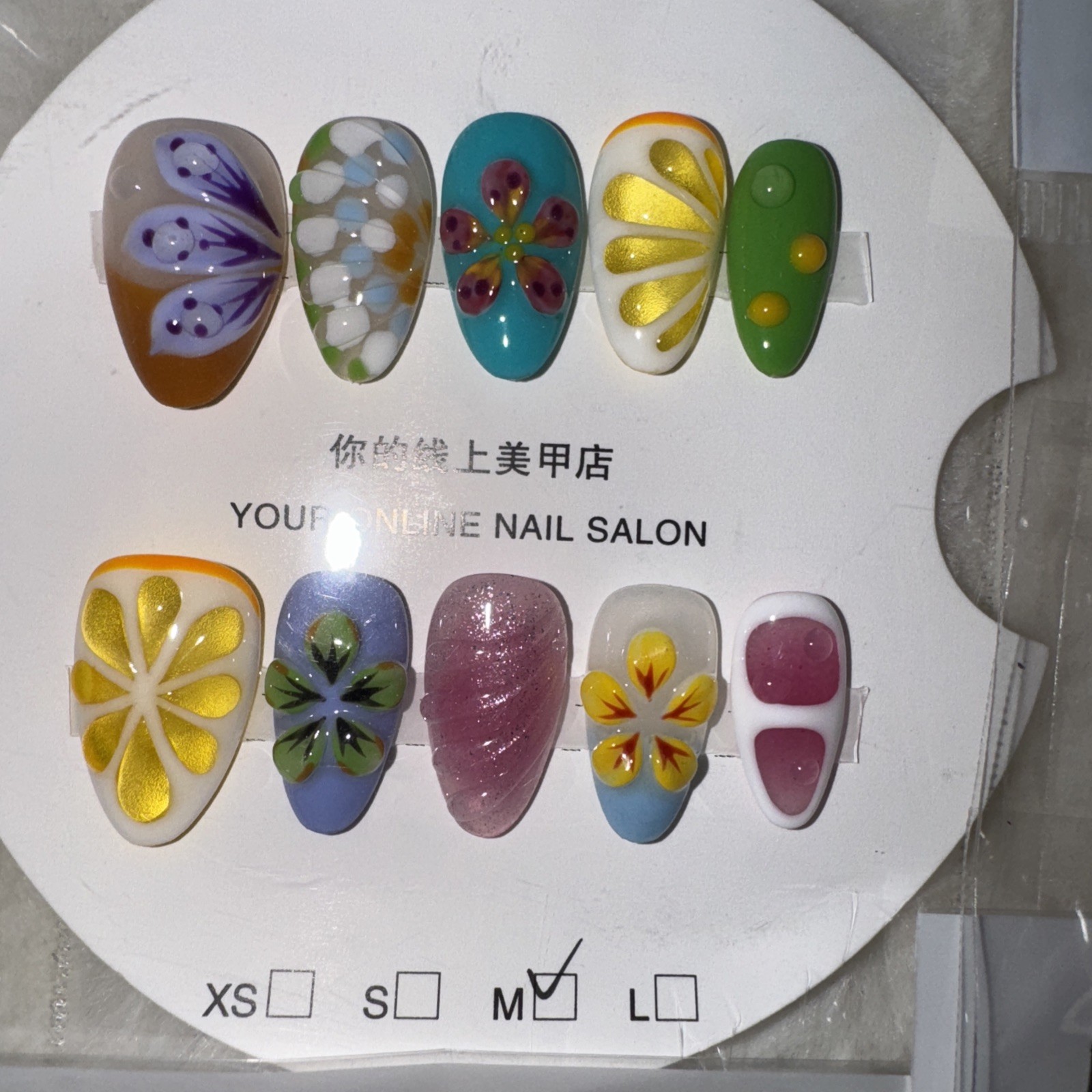 4 Packs Of 10pcs Almond Press On nails | 3D Unique Designs| Size M | Reusable 13