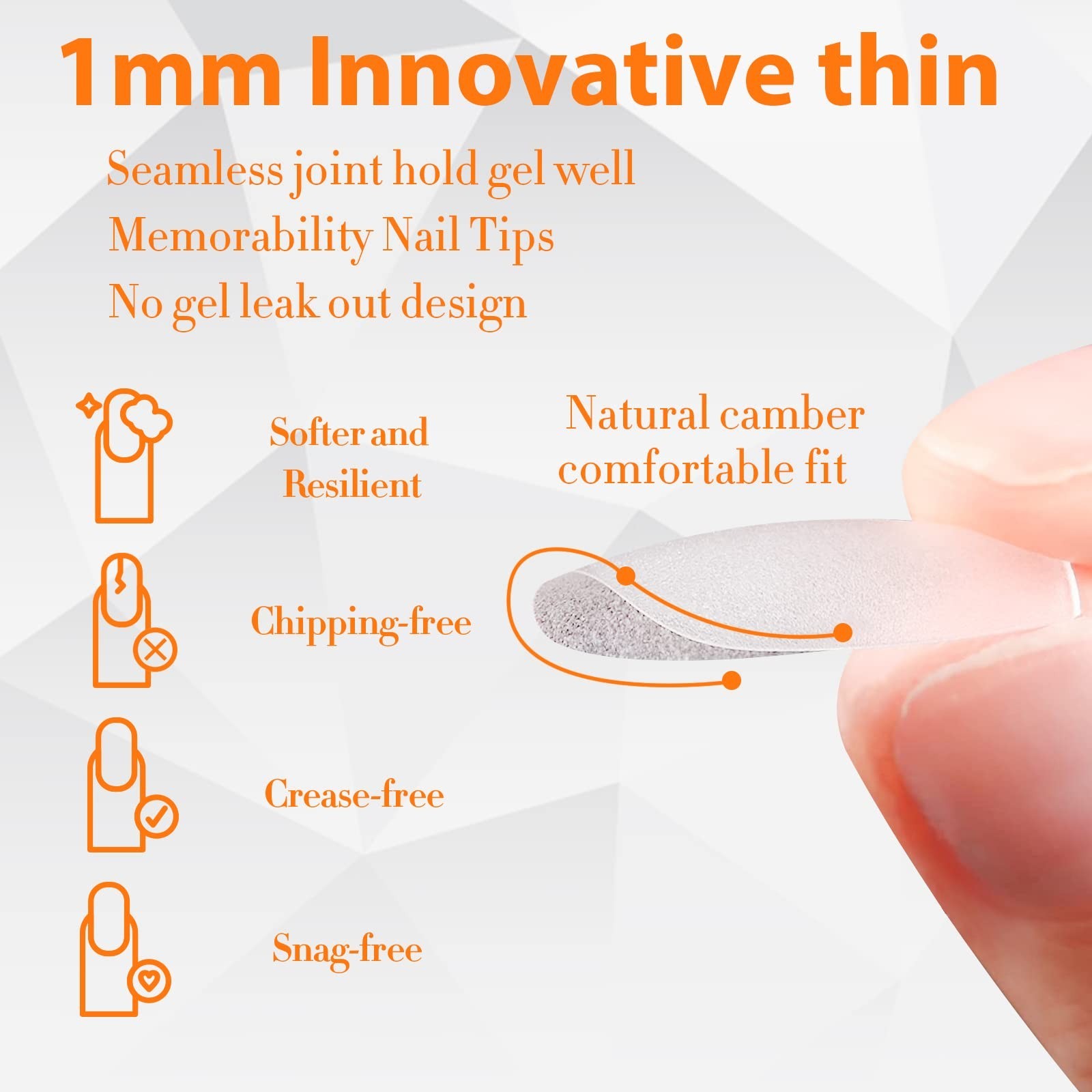 360pcs Short Almond Gel Nail Tips – Clear Press-On Nails, 15 Sizes, DIY Salon Qu