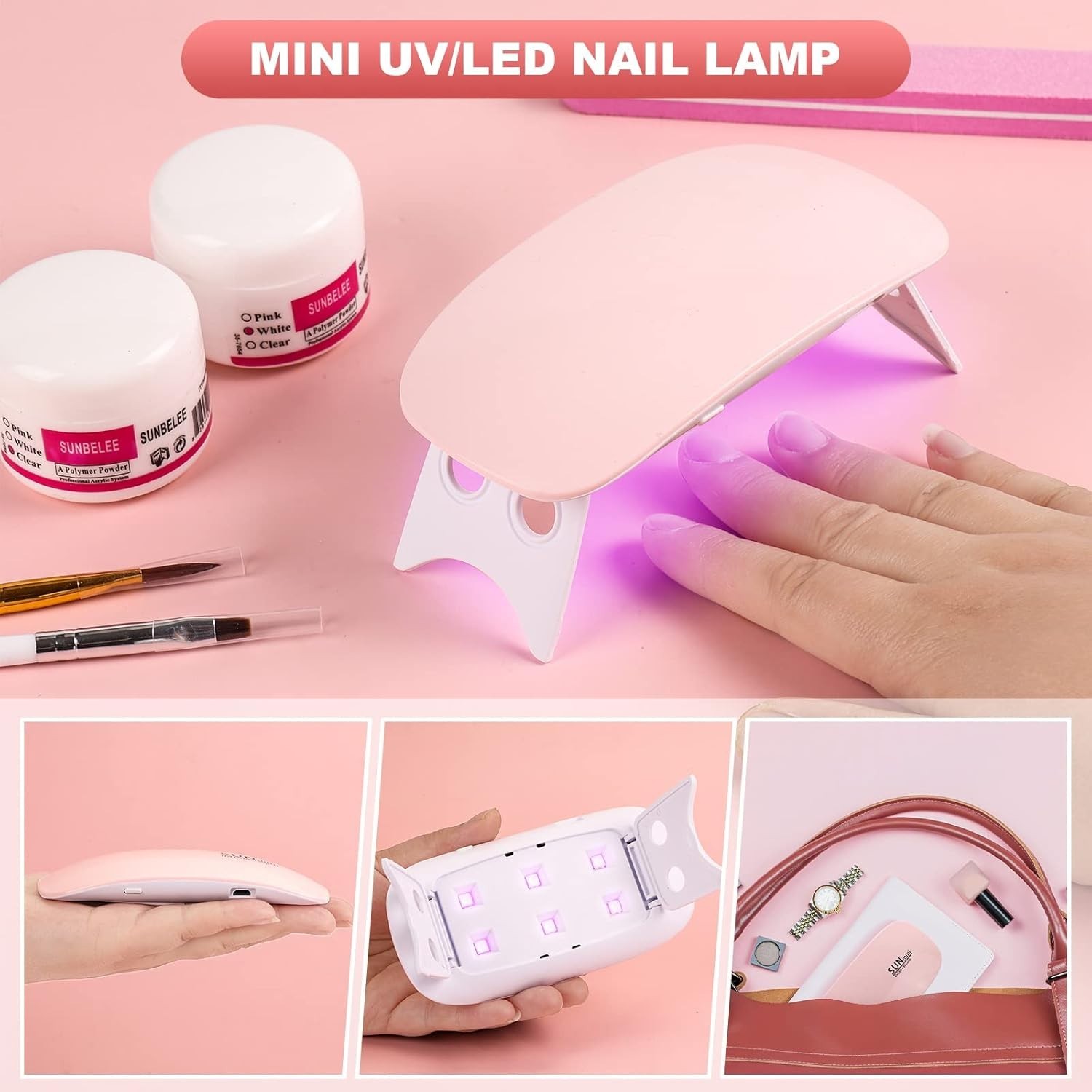 All-Inclusive Acrylic Nail Kit for Beginners: 3 Colors Powder & DIY Accessories