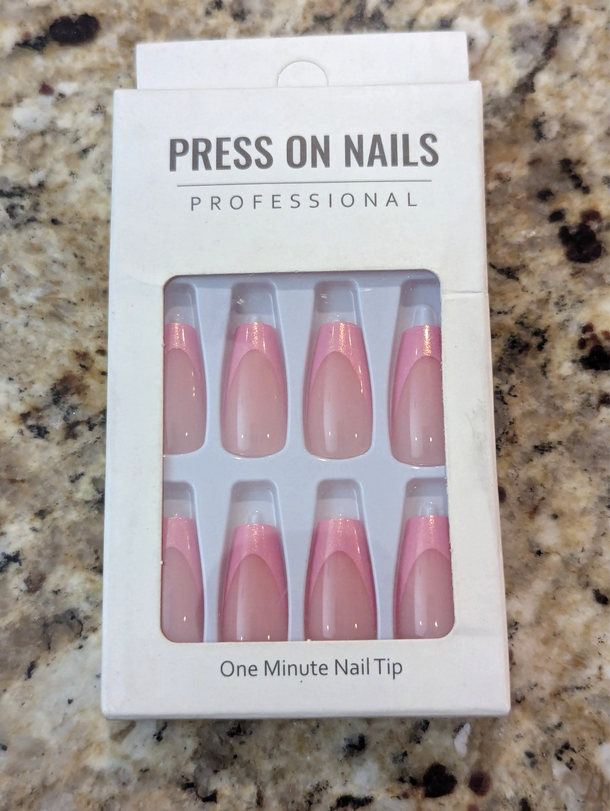 Press On Nails One Minute Nail Tip #858 Pink French Tips 24ct