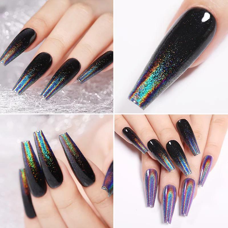 HOLOGRAPHIC UNICORN NAIL POWDER CHROME SHIMMER 12 COLOURS MIRROR GLITTER PIGMENT