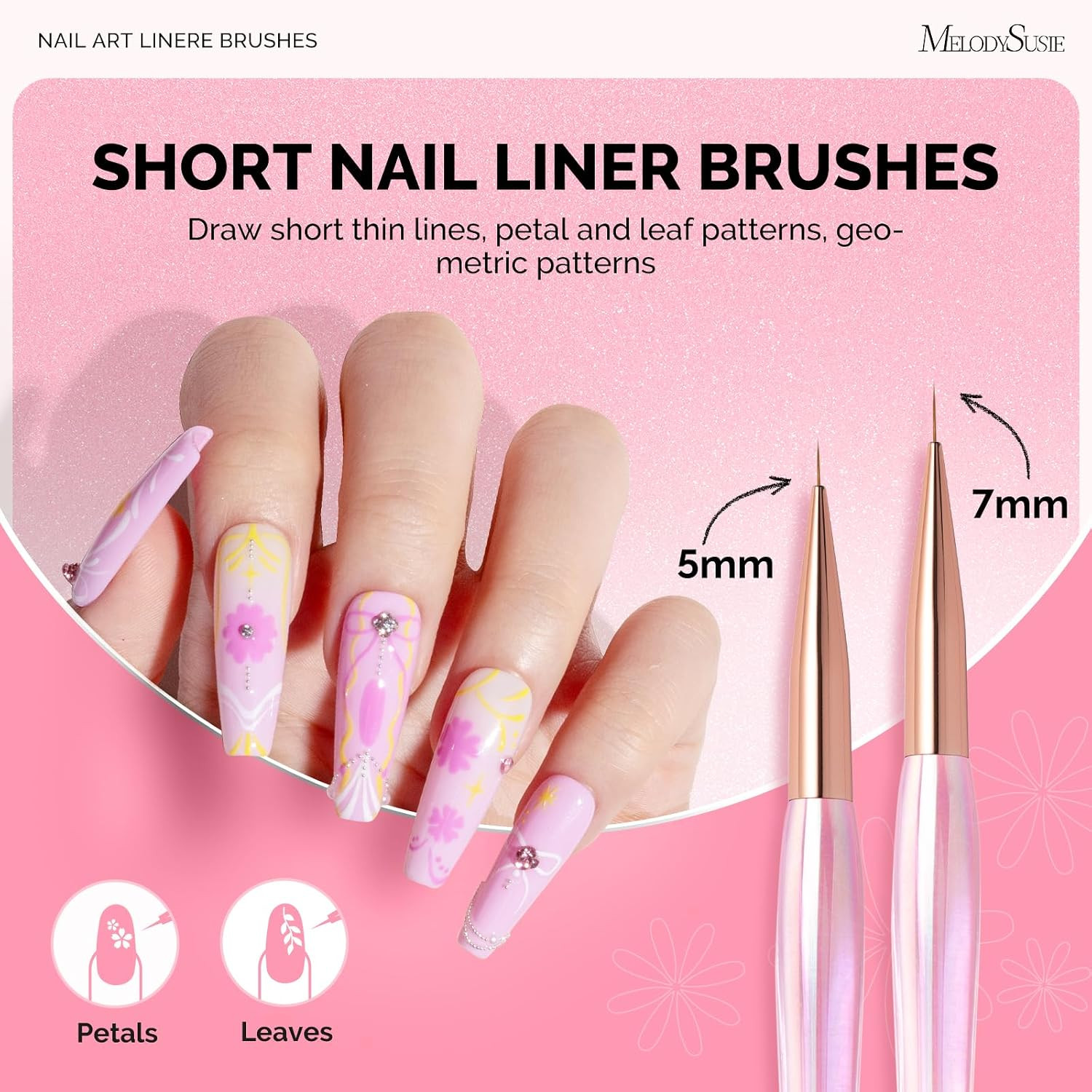 5Pcs Nail Art Liner Brushes with Nail Brush Holder | Gel Polish Painting Art Des