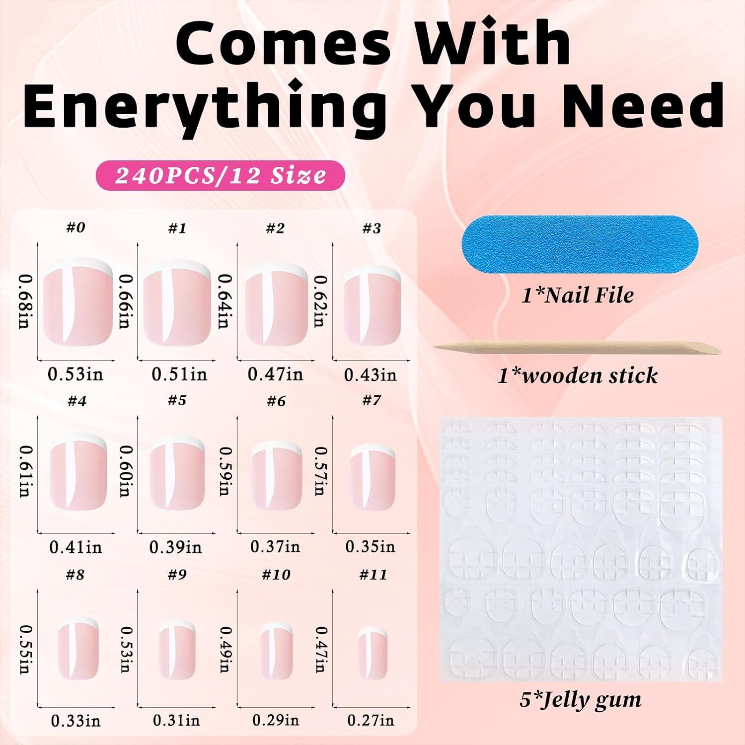 240Pcs French Tip Press on Nails Short White French Nails Press on Square Fake