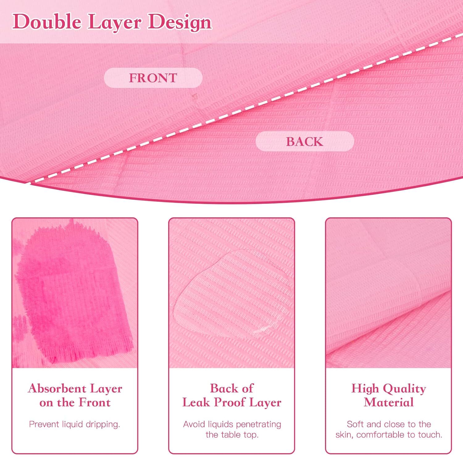 Waterproof Nail Tips Art Table Towels Mat 4*125PCS Dental Bibs