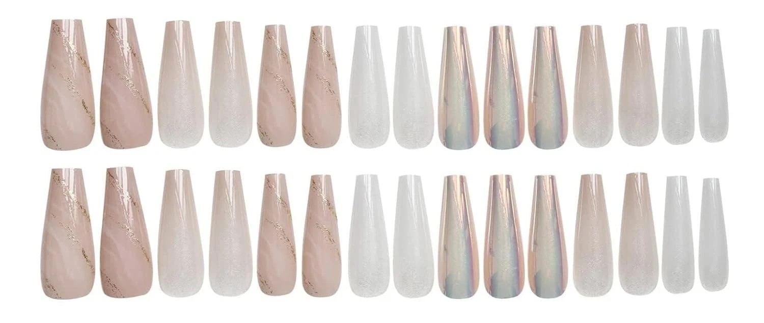 Secret Lives® Acrylic Press on Nails Designer Long Reusable 24Nails Extension