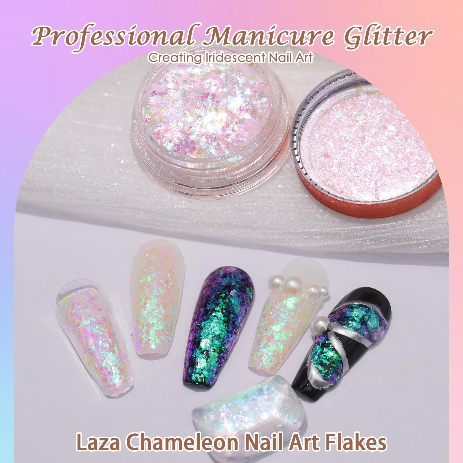 Laza Mermaid Fairytale Chameleon Flakes Nail Glitter Irregular Opal Nail Foil…
