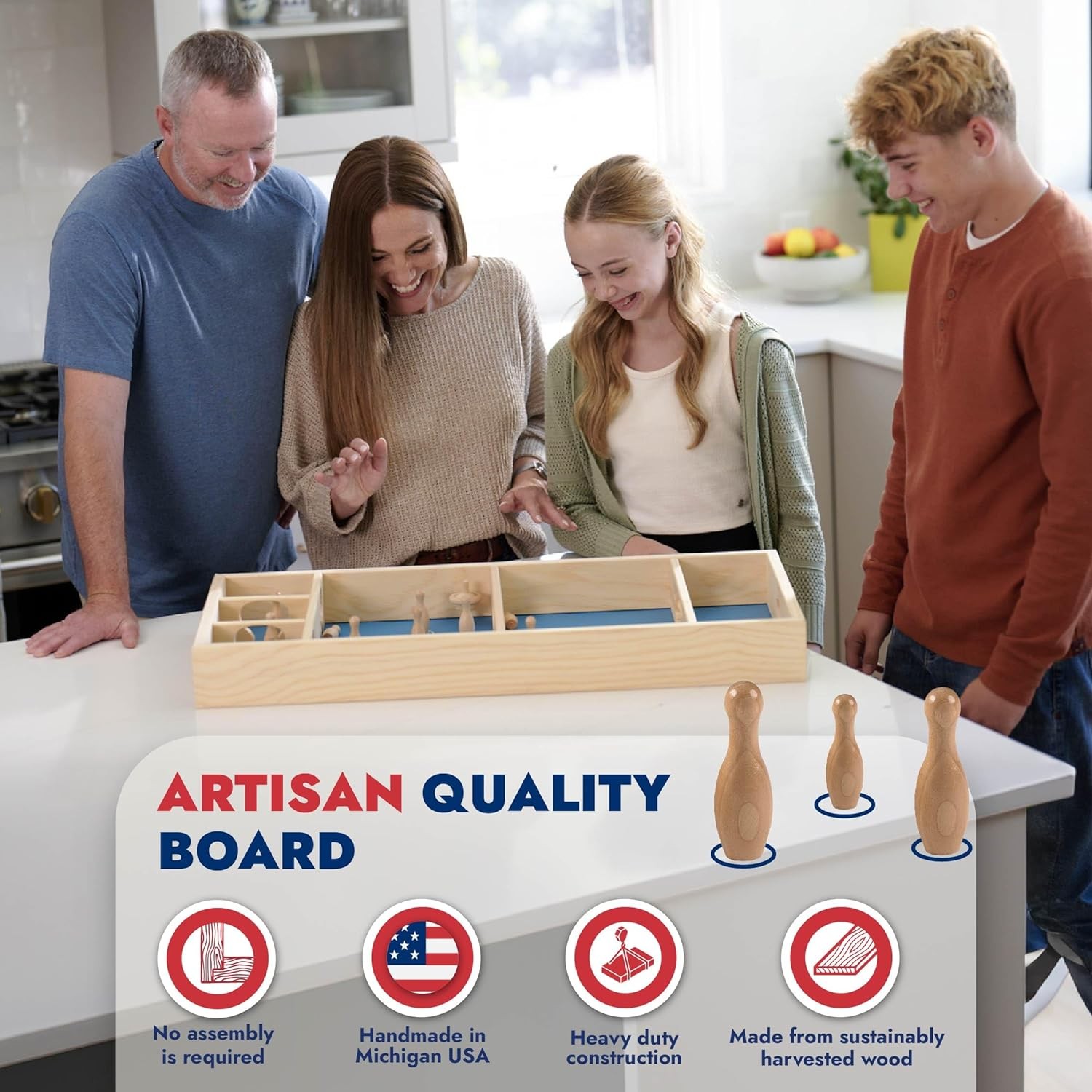 Carrom Skittles Game – Large Board Games for Adults & One Size, Multi