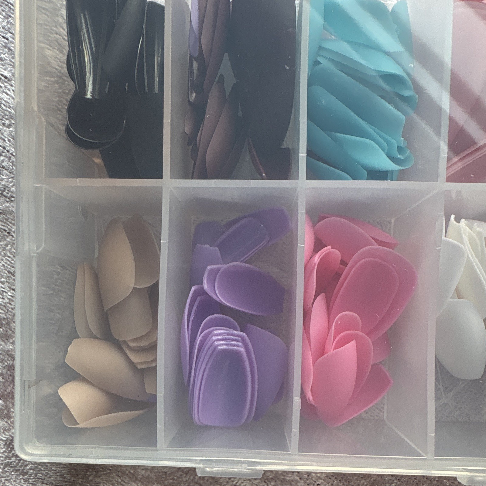 Multicolor Coffin Full Cover Plastic Nail Tips Set w/ Storage Box for Nail Art