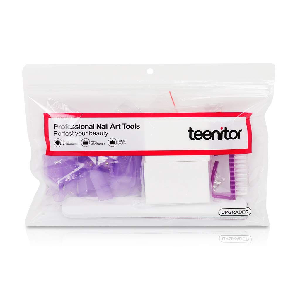 Teenitor Nail Polish Gel Remover Tools Kit with 128 Piece Set, purple