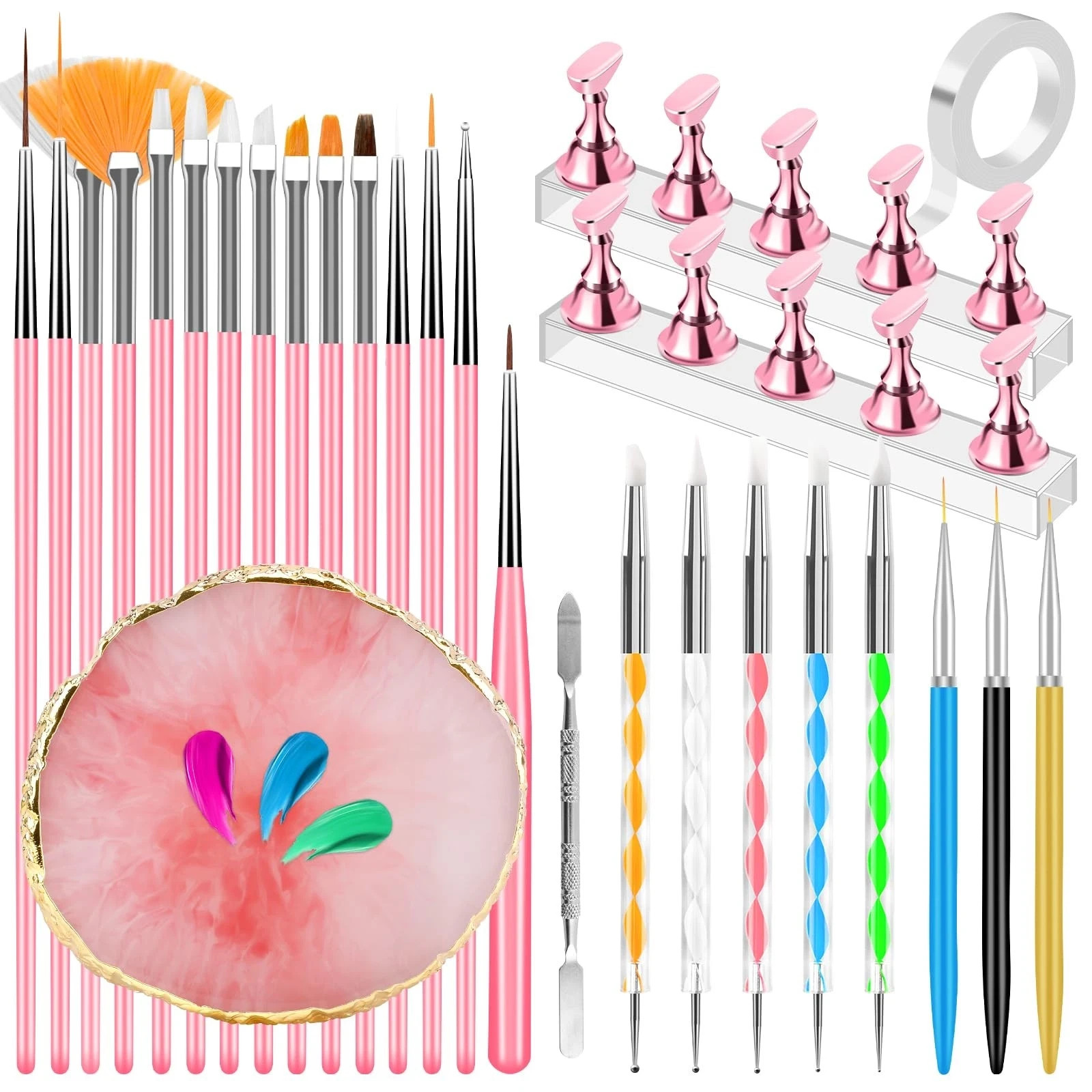 Nail Art Design Tools, Nail Stand Holder for Painting Nails, Nail Art Brushes…