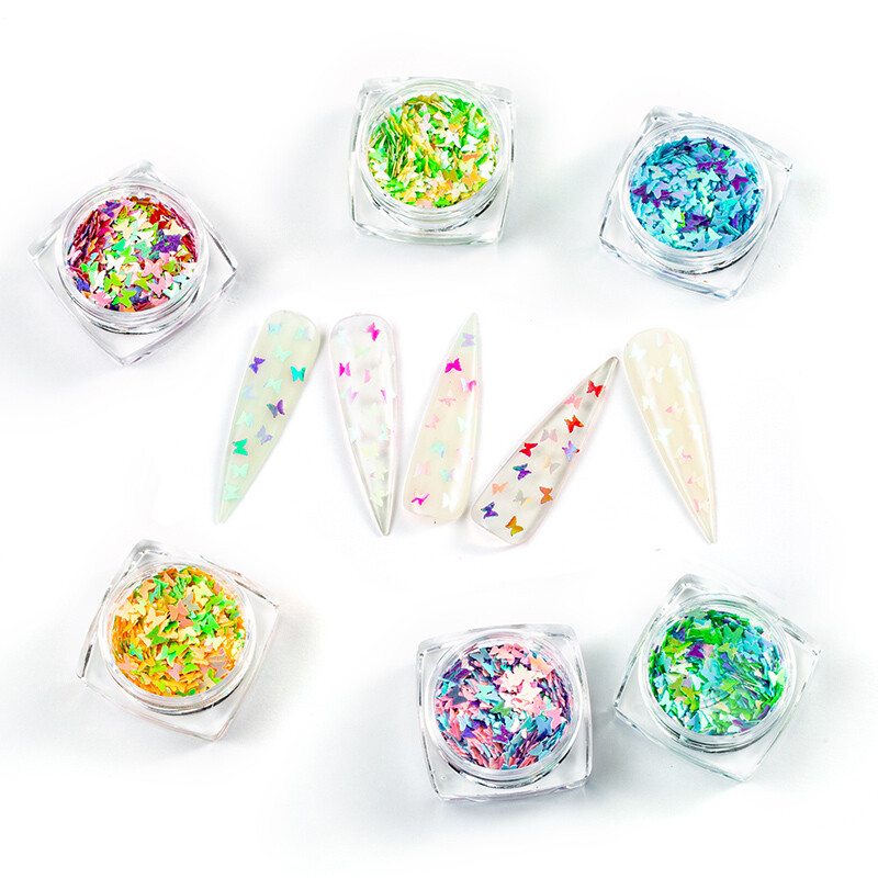 12 Color Set Nail Glitter Sequin Holographic Laser Flakes Nail Art 3D Decoration