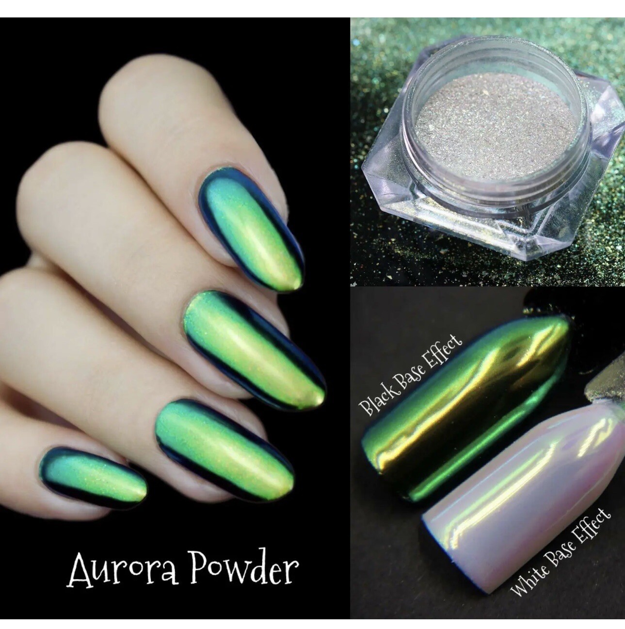 AURORA CHROME POWDER Nail GLITTER AB Unicorn MERMAID MIRROR Effect RAINBOW Opal