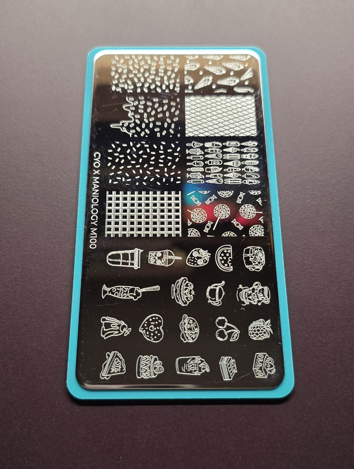 M100 Cyo X Maniology Design Contest Sweet Thing Candy Cake Nail Stamp Plate HTF