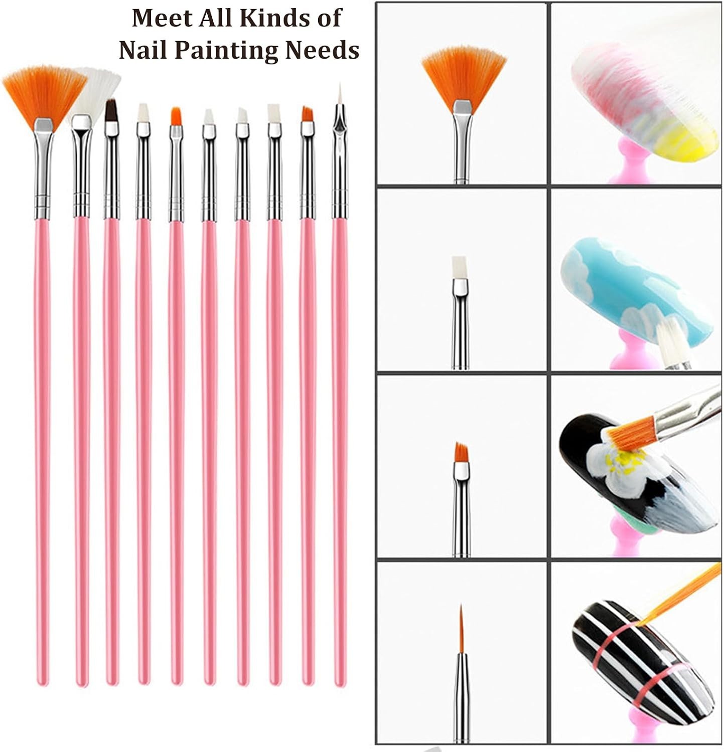 15PCS Gel Nail Art Brushes Set Manicure Dot Nails Set for Diy & Professional Use