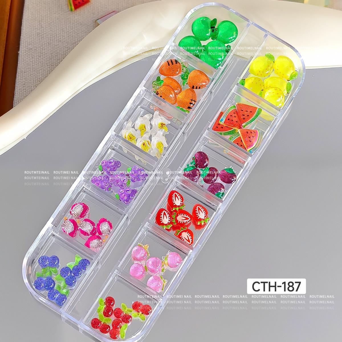 Summer Fruit Resin Nail Gems, 3D Ice Crystal Clear Charms for DIY Manicure